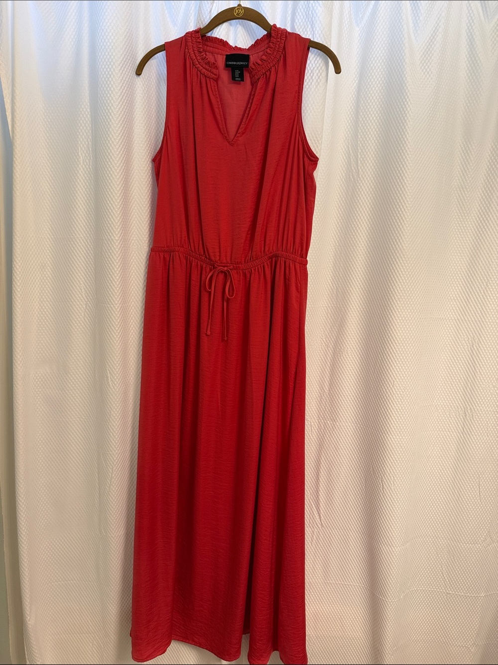 Cynthia Rowley Sleeveless Maxi Dress in Deep rust Red with Ruffle Neck